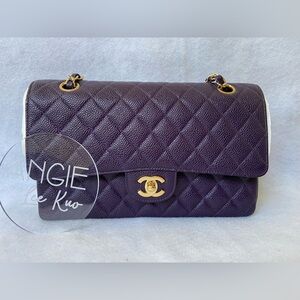 SOLD Vintage CHANEL Classic Medium Double Flap Purple/Eggplant Caviar 24K Gold
